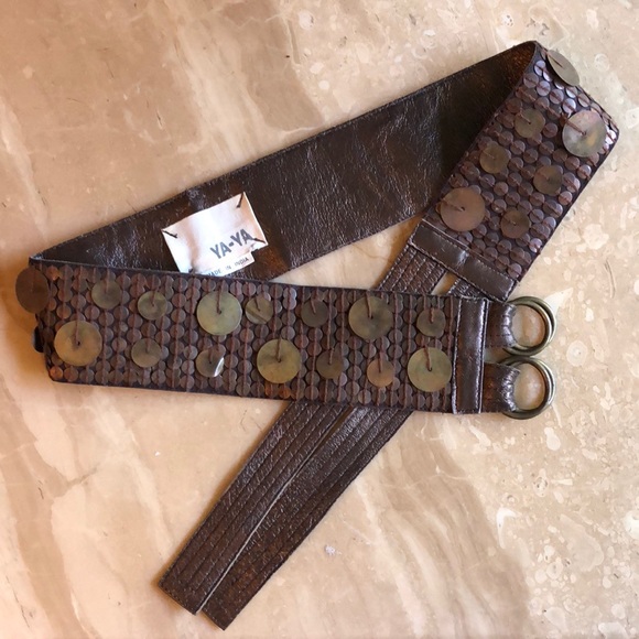 Ya-ya umber-brown belt with metallic discs - Picture 4 of 5